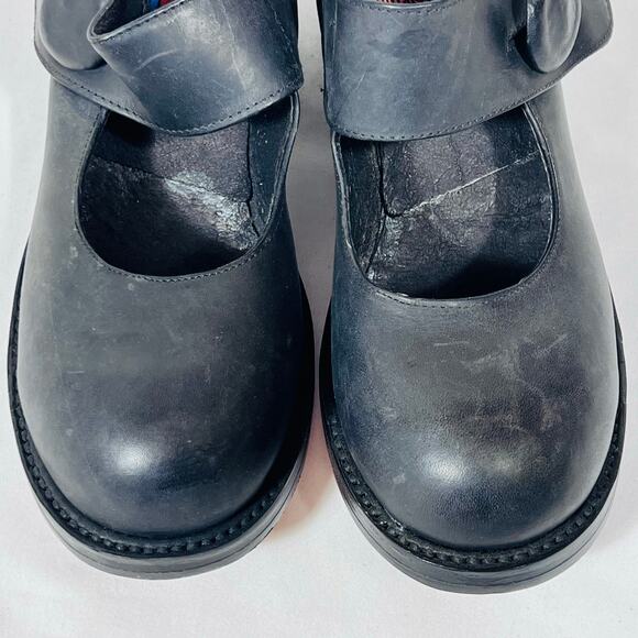 Vintage Nana by Muro Boots Women Black Leather Mary Jane Platform Heels Shoes - Picture 6 of 8